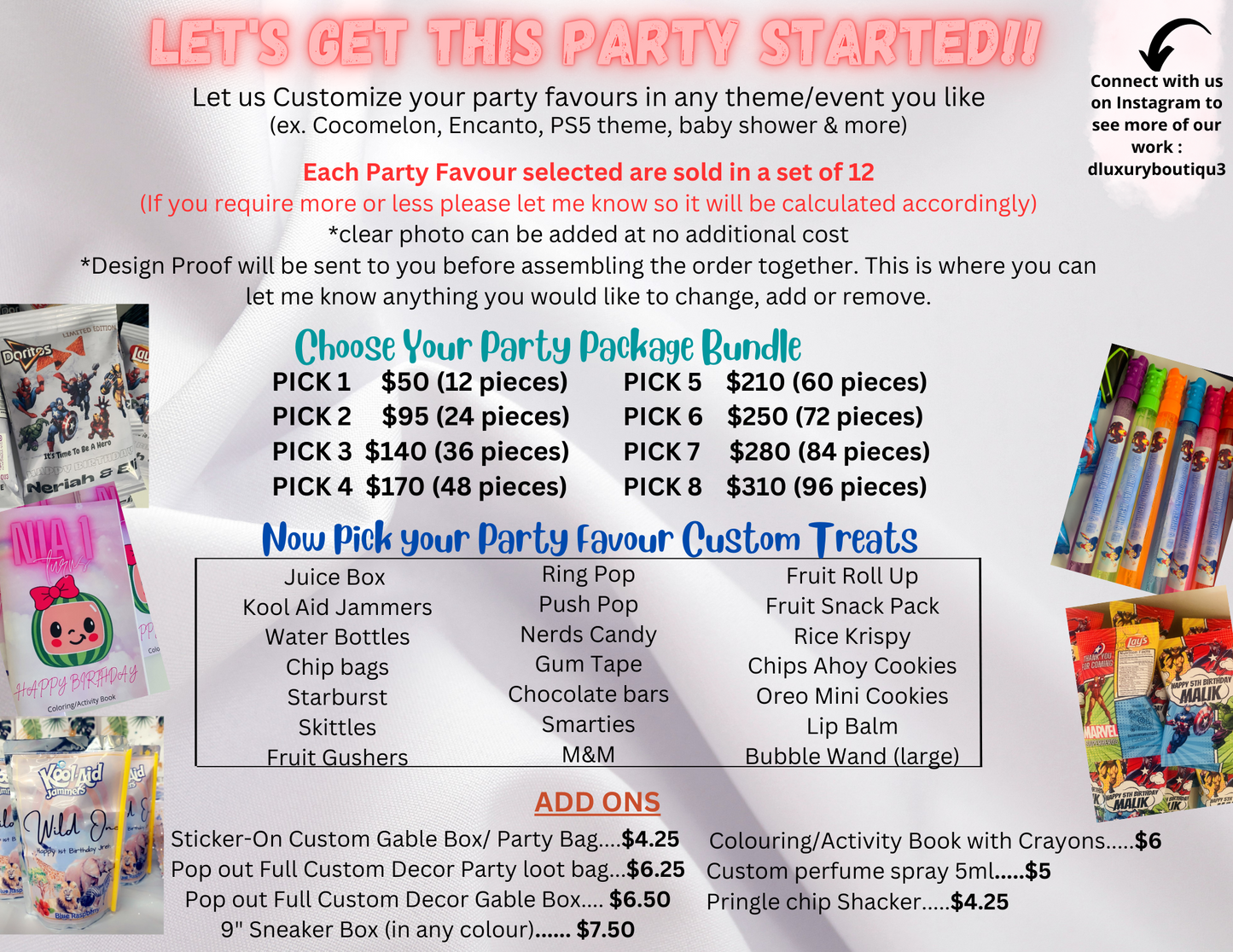 Pick 3 Party Package